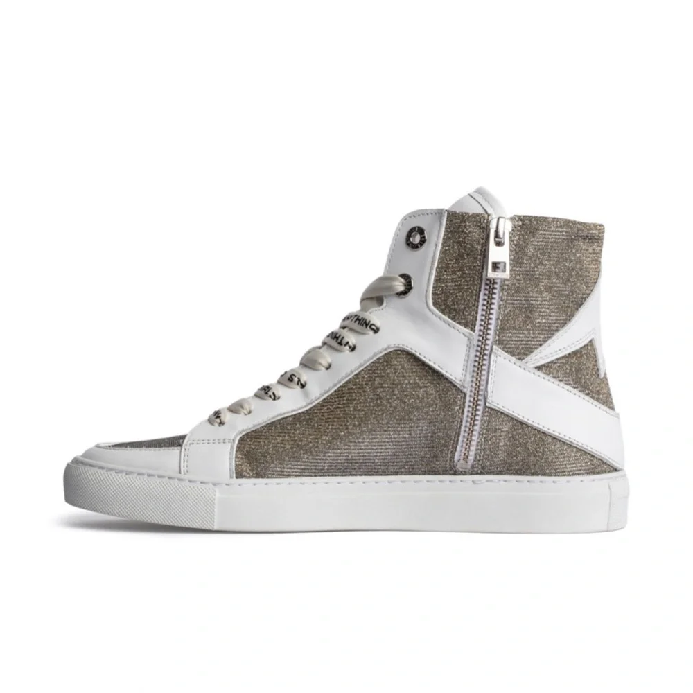 ZADIG & VOLTAIRE ZV1747 High Flash Glittery Sneakers size 36 - Picture 2 of 12